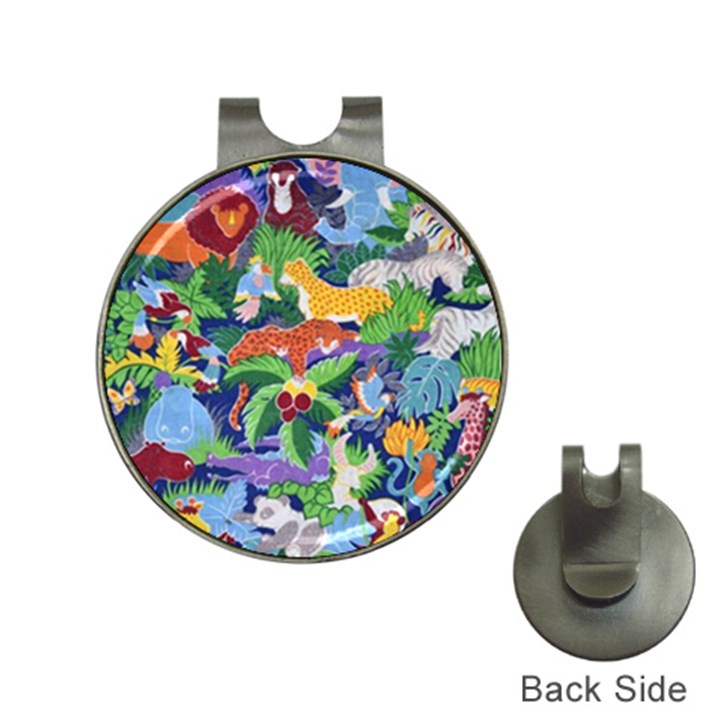 Animated Safari Animals Background Hat Clips with Golf Markers