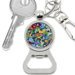 Animated Safari Animals Background Bottle Opener Key Chain Front