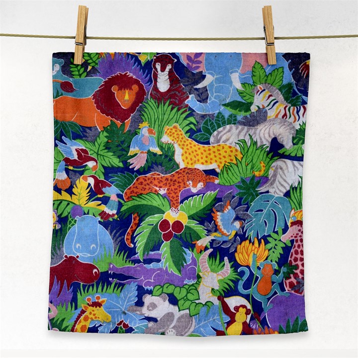 Animated Safari Animals Background Face Towel