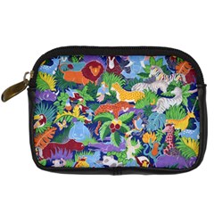 Animated Safari Animals Background Digital Camera Leather Case