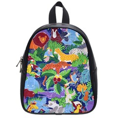 Animated Safari Animals Background School Bag (small)