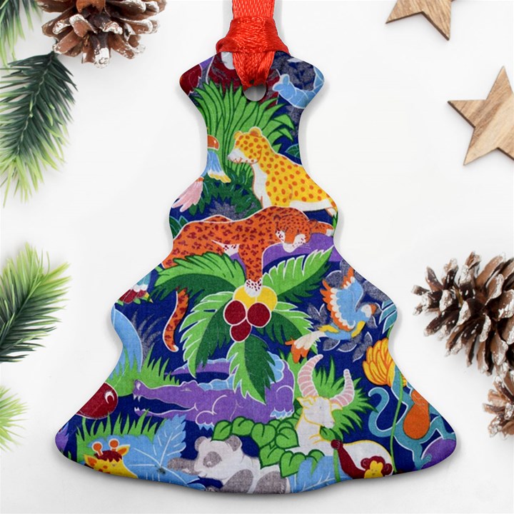 Animated Safari Animals Background Ornament (Christmas Tree) 