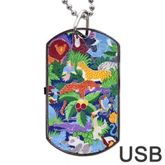 Animated Safari Animals Background Dog Tag USB Flash (Two Sides)