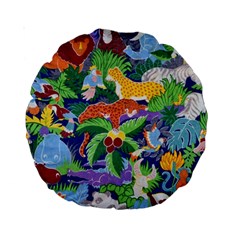 Animated Safari Animals Background Standard 15  Premium Round Cushions