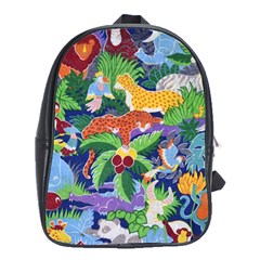 Animated Safari Animals Background School Bag (XL)