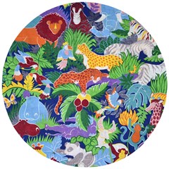 Animated Safari Animals Background Wooden Puzzle Round