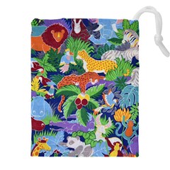 Animated Safari Animals Background Drawstring Pouch (5xl)