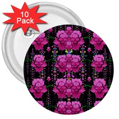 In The Dark Is Rain And Fantasy Flowers Decorative 3  Buttons (10 Pack)  by pepitasart