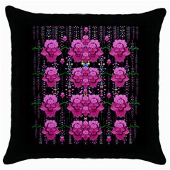 In The Dark Is Rain And Fantasy Flowers Decorative Throw Pillow Case (black) by pepitasart