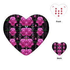 In The Dark Is Rain And Fantasy Flowers Decorative Playing Cards Single Design (heart) by pepitasart