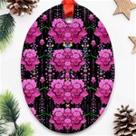 In The Dark Is Rain And Fantasy Flowers Decorative Oval Ornament (Two Sides) Front