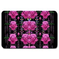 In The Dark Is Rain And Fantasy Flowers Decorative Large Doormat  by pepitasart