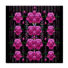 In The Dark Is Rain And Fantasy Flowers Decorative Face Towel by pepitasart