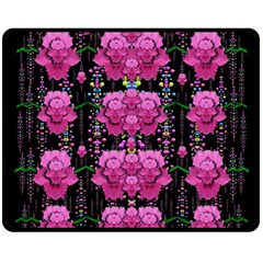 In The Dark Is Rain And Fantasy Flowers Decorative Double Sided Fleece Blanket (medium)  by pepitasart