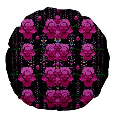 In The Dark Is Rain And Fantasy Flowers Decorative Large 18  Premium Flano Round Cushions by pepitasart