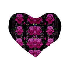 In The Dark Is Rain And Fantasy Flowers Decorative Standard 16  Premium Flano Heart Shape Cushions by pepitasart