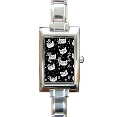 Gothic Cat Rectangle Italian Charm Watch by Valentinaart