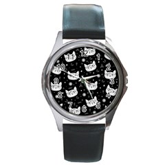 Gothic Cat Round Metal Watch by Valentinaart