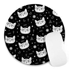 Gothic Cat Round Mousepads by Valentinaart