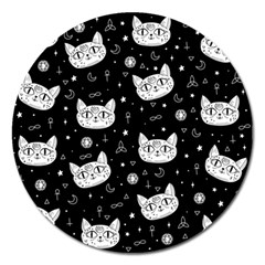 Gothic Cat Magnet 5  (round) by Valentinaart