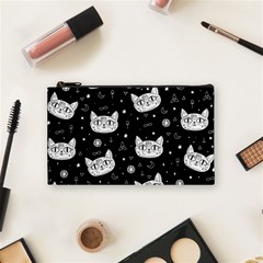 Gothic Cat Cosmetic Bag (small) by Valentinaart