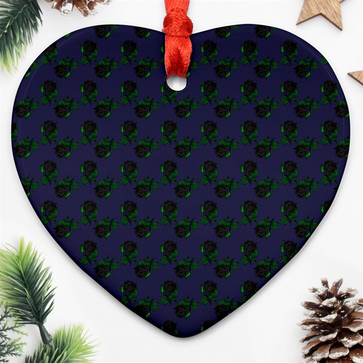 Black Rose Blue Ornament (Heart)