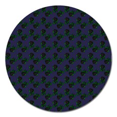 Black Rose Blue Magnet 5  (round) by snowwhitegirl