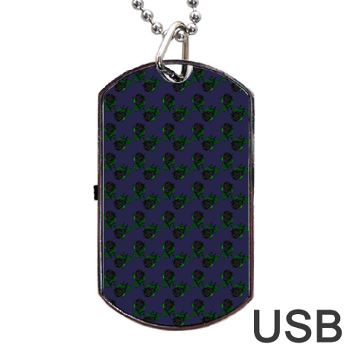 Black Rose Blue Dog Tag USB Flash (One Side)