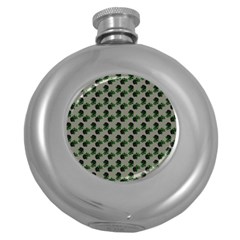 Black Rose Grey Round Hip Flask (5 Oz) by snowwhitegirl