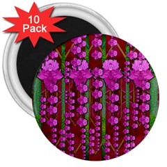 Jungle Flowers In The Orchid Jungle Ornate 3  Magnets (10 Pack)  by pepitasart