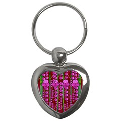 Jungle Flowers In The Orchid Jungle Ornate Key Chain (heart) by pepitasart