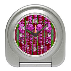 Jungle Flowers In The Orchid Jungle Ornate Travel Alarm Clock by pepitasart