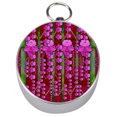 Jungle Flowers In The Orchid Jungle Ornate Silver Compasses by pepitasart