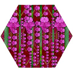 Jungle Flowers In The Orchid Jungle Ornate Wooden Puzzle Hexagon