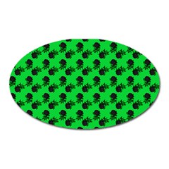 Black Rose Green Oval Magnet