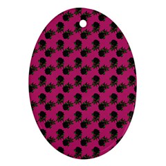 Black Rose Pink Ornament (oval)