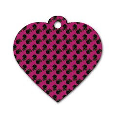 Black Rose Pink Dog Tag Heart (one Side)