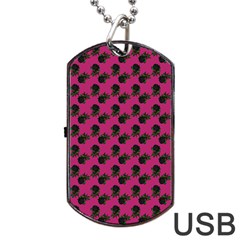 Black Rose Pink Dog Tag Usb Flash (one Side)