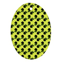 Black Rose Yellow Ornament (oval)