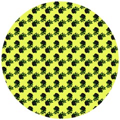 Black Rose Yellow Wooden Puzzle Round by snowwhitegirl