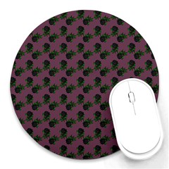 Black Rose Mauve Round Mousepads by snowwhitegirl