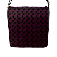 Black Rose Mauve Flap Closure Messenger Bag (l) by snowwhitegirl