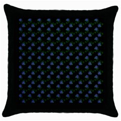 Vintage Blue Roses Black Throw Pillow Case (black) by snowwhitegirl