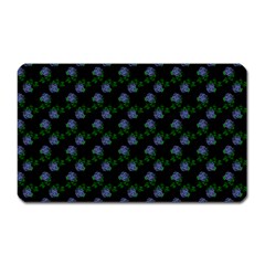 Vintage Blue Roses Black Magnet (rectangular) by snowwhitegirl