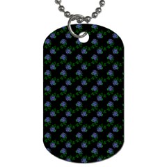 Vintage Blue Roses Black Dog Tag (two Sides) by snowwhitegirl