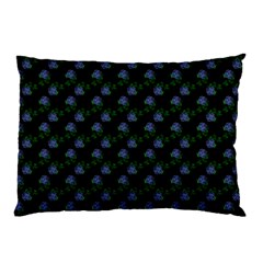 Vintage Blue Roses Black Pillow Case by snowwhitegirl