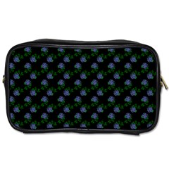 Vintage Blue Roses Black Toiletries Bag (one Side) by snowwhitegirl