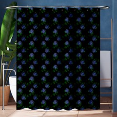 Vintage Blue Roses Black Shower Curtain 60  X 72  (medium)  by snowwhitegirl