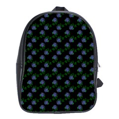 Vintage Blue Roses Black School Bag (xl) by snowwhitegirl