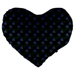 Vintage Blue Roses Black Large 19  Premium Heart Shape Cushions by snowwhitegirl